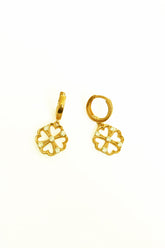 Studded Daisy Silver Earrings , Sterling Silver Contemporary Daisy Drop Earrings